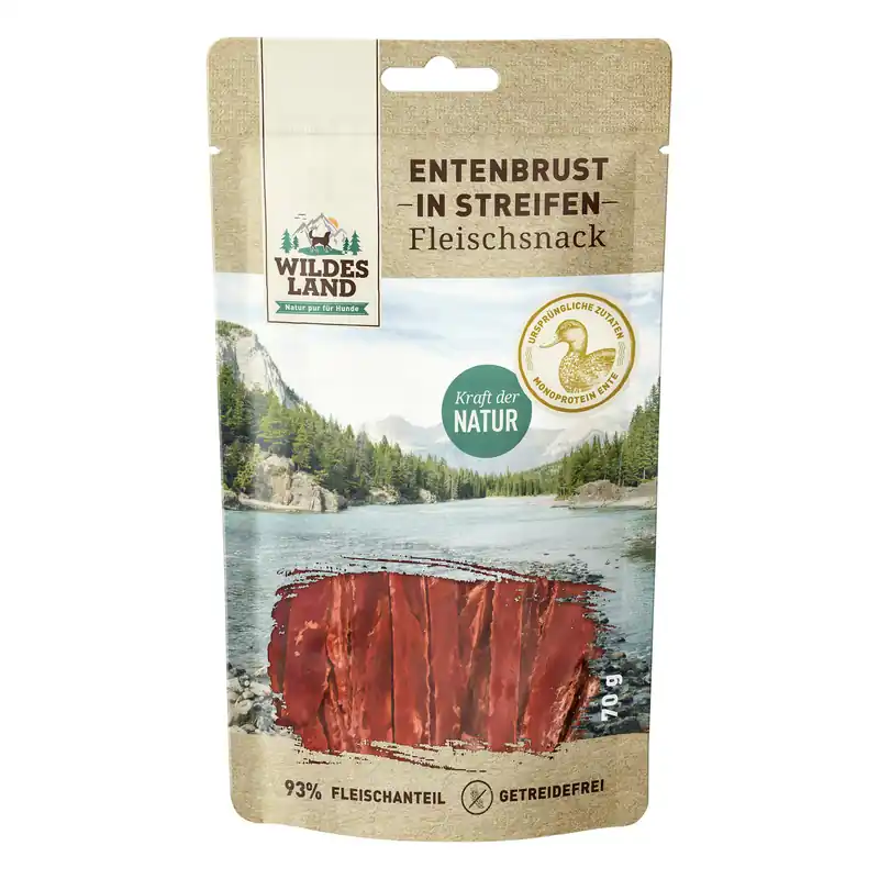Letzte Chance WILDES LAND Snack Entenbrust Streifen 70 g